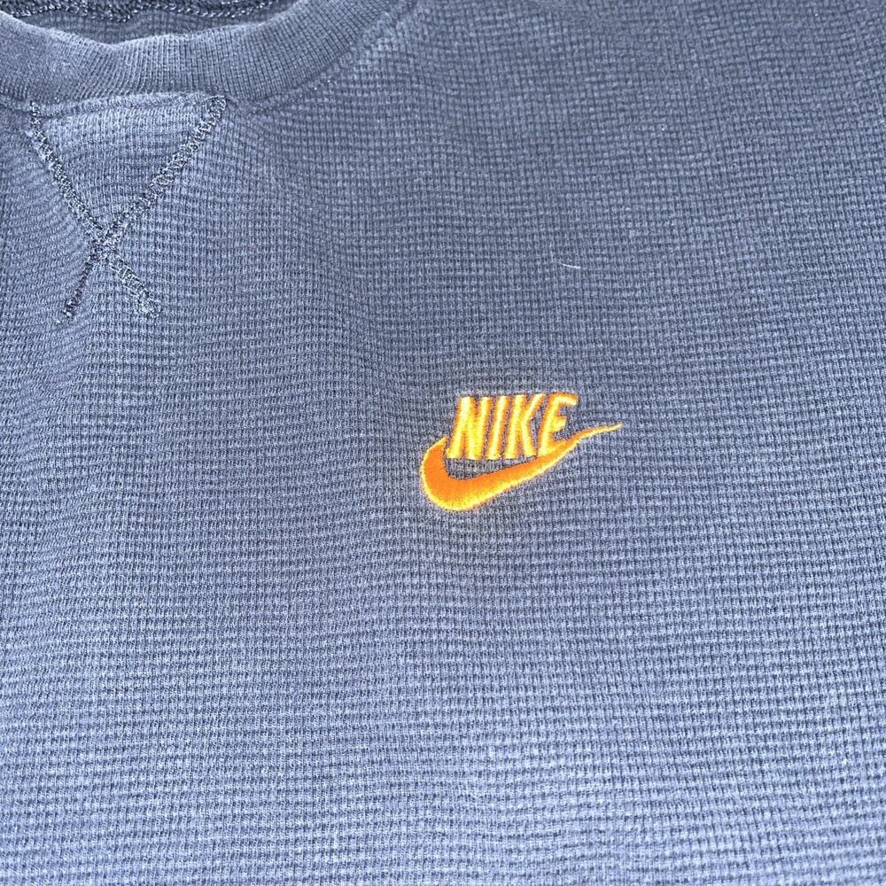 Vintage Y2K Nike Long Sleeve Waffle Knit Blue/Gray Thermal Shirt Mens XXL - Picture 2 of 5